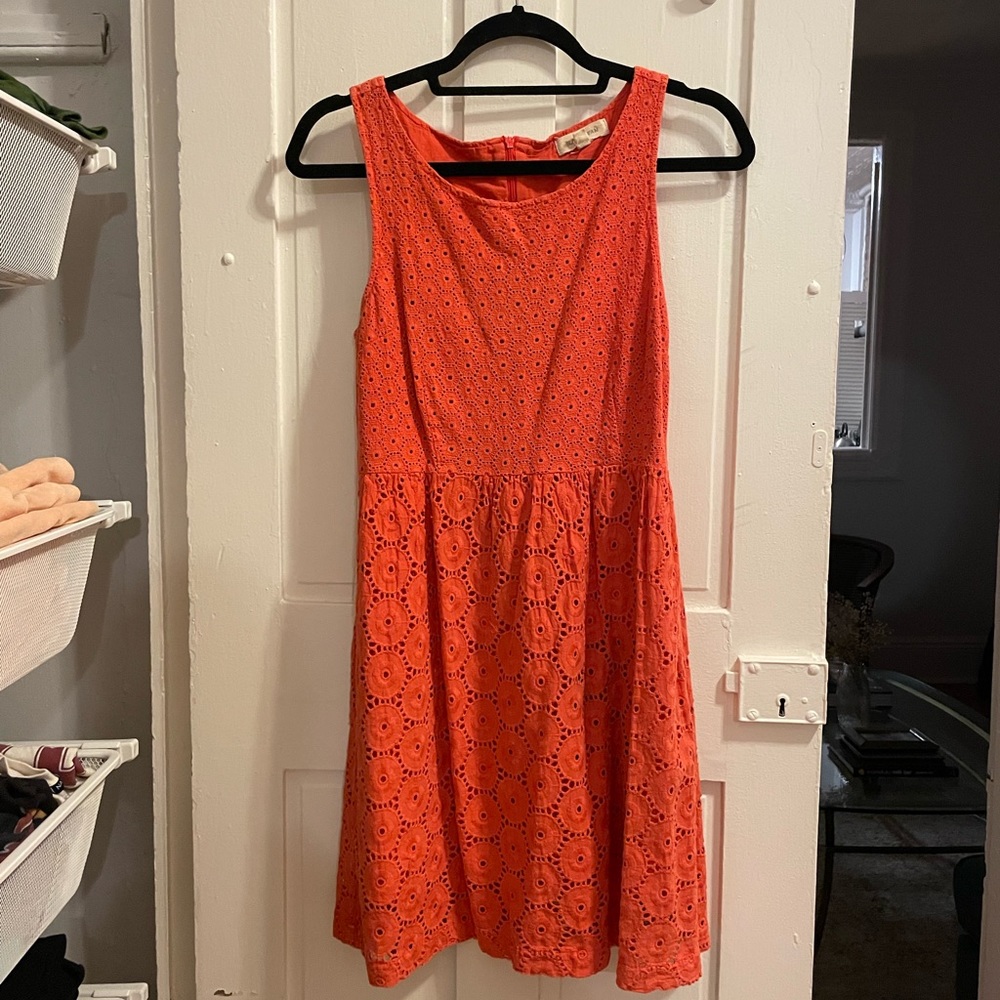 Orange lace mini dress